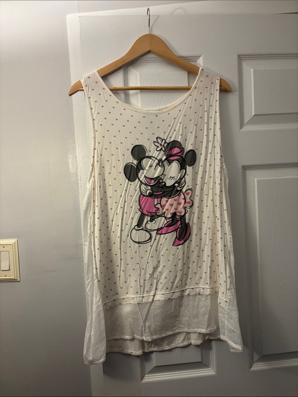 Disney parks cream with a heart print with Nikki and Minnie